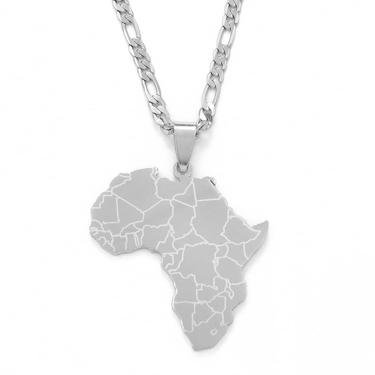 Africa Map Pendant Chain Necklace Men African Gold Plated Map Pendant Necklace
