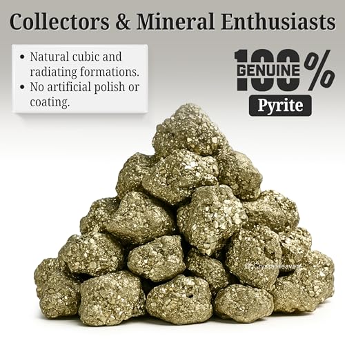 Image of Pyrite Stone Original Cluster Samples - High Energy Natural Iron Pyrite Stone Gold Rock Reiki Crystal Used for Increased Willpower and Manifestation (750-1000 gram Pyrite)