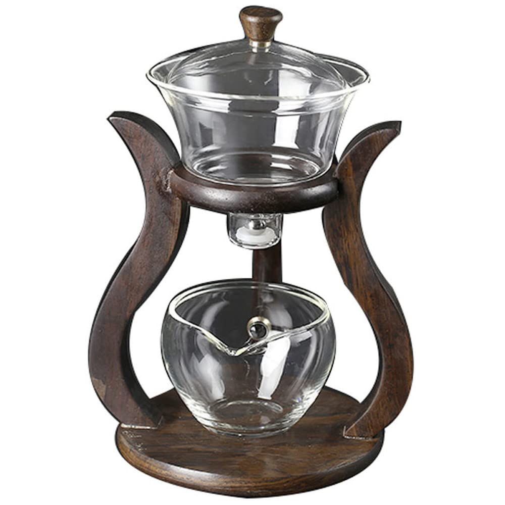 vfdaSWQQ Tea set, Heat Resistant Glass Magnetic Water Cover Bowl Semi Automatic Lazy Teapot Kungfu Tea Set Teapots