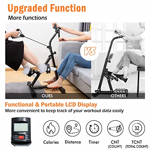 GOREDI Pedal Exerciser, Full Body Pedal Exercise Bike for Seniors, Hand Arm Leg and Knee Exercise Peddler with Hand Foot Massage Rollers, Indoor Adjustable Recovery Fitness Equipment with LCD Dispaly & Resistance Band - Home Fitness Guru GOREDI Pedal Exerciser, Full Body Pedal Exercise Bike for Seniors, Hand Arm Leg and Knee Exercise Peddler with Hand Foot Massage Rollers, Indoor Adjustable Recovery Fitness Equipment with LCD Dispaly & Resistance Band - Image 6