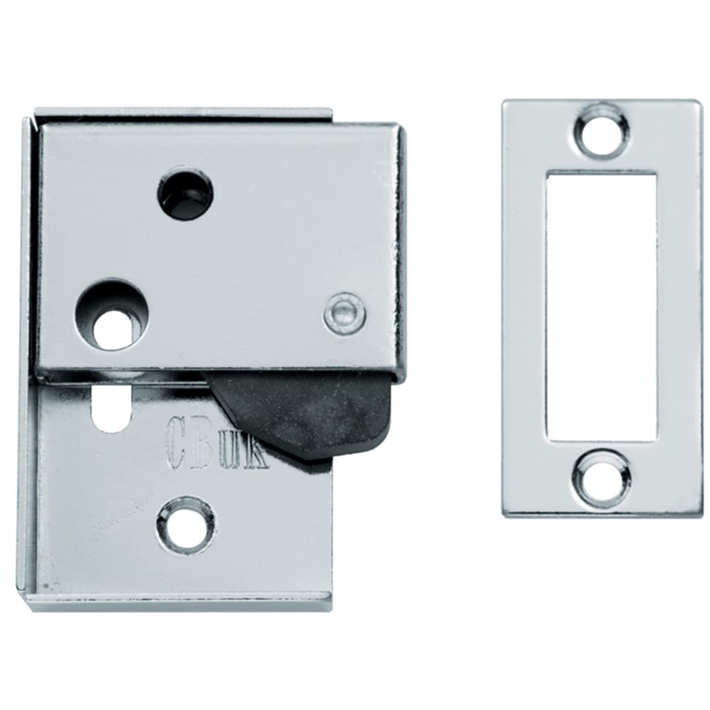 Self-Closing Door Latch - Strike Plate Included - 63 x 69mm - Polished Chrome