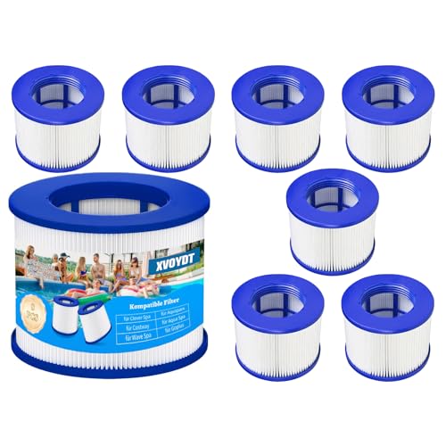 XVOYDT Lot de 8 Filtre de Spa a Visser, Cartouche filtrante pour Clever Spa, Filtre 75 x 100 mm, Filtre à Vis pour Spa Gonflable Pas De Vis 60mm, pour Cosy Spa