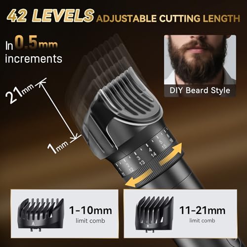 Image of Kensen 14-in-1 Hair Clippers & Dual Speed Body Hair Trimmer Men, 210 mins Long Battery Life Adjustable Stubble Beard Trimmer, Waterproof Cordless Barber Kit, Mens Grooming Kits for Hair /Pubic /Groin