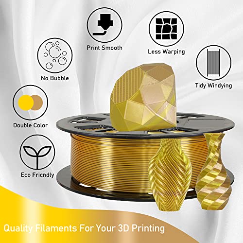 Image of MIKA3D Bicolor Double Colors Silk Metallic Gold Coffee PLA Coextrusion Filament, 1.75mm 2 Colors in 1 Printing Multi Colored Silk PLA, Widely Fit for 3D Printer, 2.2lbs /1kg Dual Color Material