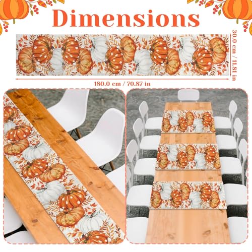 Autumn Table Runner,Thanksgiving and Halloween Autumn Table Decorations,12 in × 70 in,Pumpkins and Ripe Wheat Farmhouse Decorative Seasonal Fall Kitchen Decoration for Family Party Decor - Cosy Home Interiors Autumn Table Runner,Thanksgiving and Halloween Autumn Table Decorations,12 in × 70 in,Pumpkins and Ripe Wheat Farmhouse Decorative Seasonal Fall Kitchen Decoration for Family Party Decor - Image 2