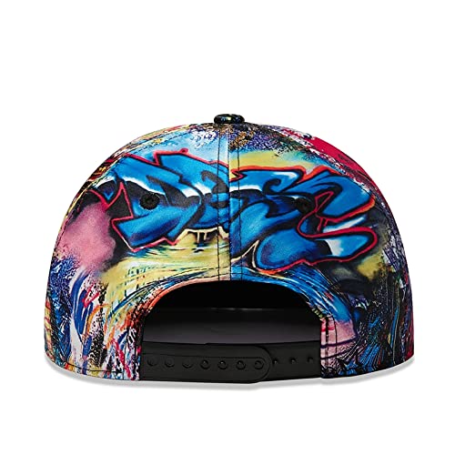 Image of Colorful Graffiti Snapback Hats for Men Women, Abstract Printed Sun Baseball Cap Flat Bill Youth Hip Hop Caps