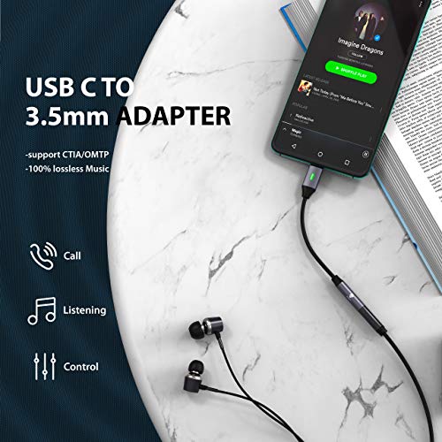Image of USB C to 3.5mm Dongle Adapter, Stouchi 24bit /96KHZ USB C Headphone Audio Jack Adapter Type C to 3.5mm Adapter Hi-Fi DAC Chip for Note10, Note10+, Pixel 4 /3XL /2XL, iPad Pro 2018, One Plus 7 -Gray