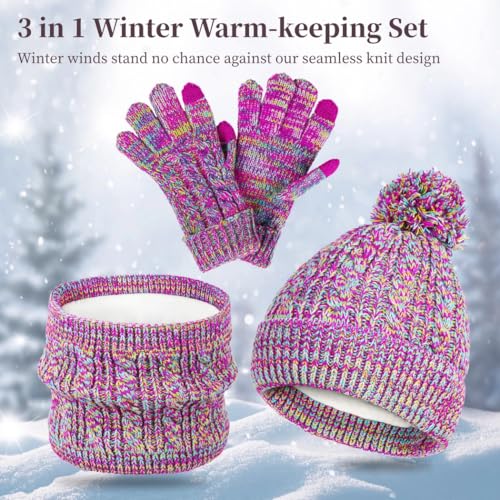 Winter Warmth Set For Kids: Hat, Scarf, Gloves, Ages 5-12, Knitted Beanie And Neck Warmer, Thermal Gloves For Cold Weather4