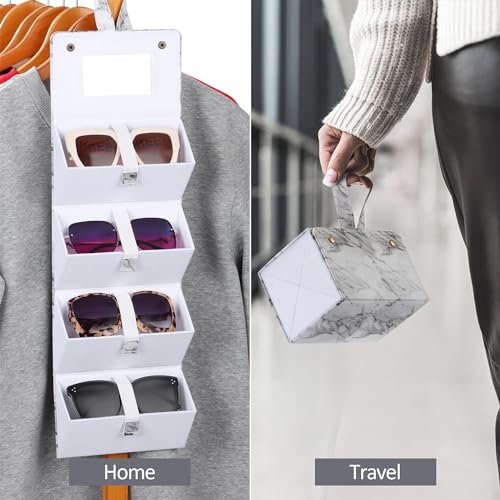 Image of Muf Travel Sunglass Organizer, 4 /5-Slot Leather Case for Multiple Sunglasses, Storage for Oversized Glasses for Men & Women