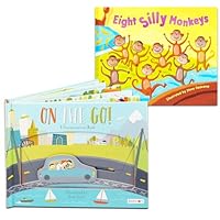 Touch and Feel Board Books ~ Bundle with Cute Animal Tactile Sensory Books for Kids featuring "Eight Silly Monkeys" and On the Go Concepts B09STG975D Book Cover