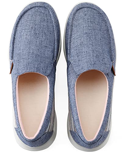 Image of COOJOY Women's Casual Lightweight Stretch Boat Canvas Slip on Shoes Breathable