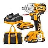 pistola de impacto a bateria hilti Voltaje: 20 V Ingco Ciwli2001 - Taladro atornillador de impacto a batería de litio eléctrico de 20 V profesional con 2 baterías de 2 Ah, llaves y bolsa