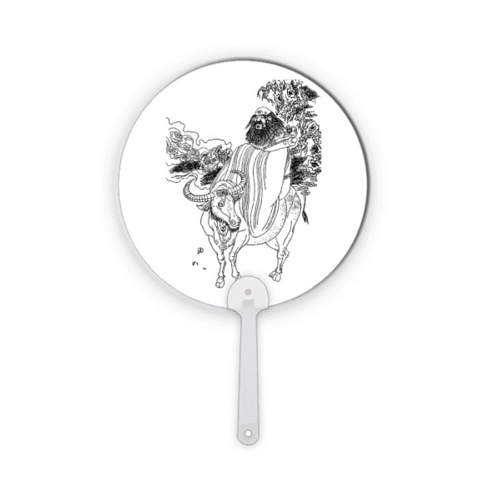 Éventail rond en plastique déco Dao China objet artisanal Lao Tzu pour maison