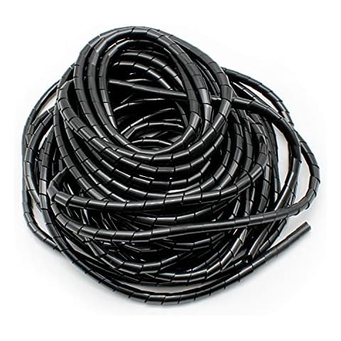 TIANLIN Cable Tidy Tube, 16 Meter Spiral Binding Cable Tidy Wrap, Spiral Wrapping Band Cable Tidy Organiser Manage Cable for for Computer Cable, Car Cable(Diameter 8mm, Black) Cover