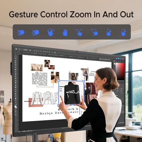 Image of 85'' 4K UHD Interactive Touchscreen Smart Board, Android 14 Wireless Digital Whiteboard with Open App Ecosystem, Wall-Mounted Smartboard for Classroom Home Office Studio