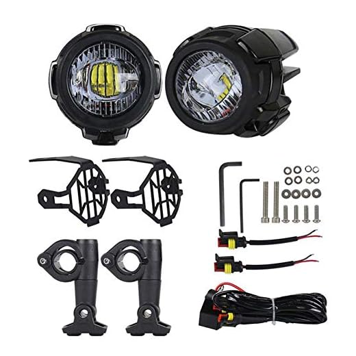 Soporte Faros Auxiliares Faros Antiniebla De La Motocicleta Luces Auxiliares LED con Soportes De Metal, Carcasa De Fundición De Aluminio para El Camión De Motocicleta ATV De BMW, Un Par