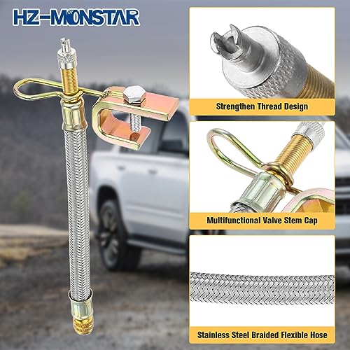 Image of 10 Pcs Valve Stem Extension, 4 Pcs 7 inch Extension Stainless Steel Tire Extender Braided Valve Stem Extender, 6 Pcs 45 90 135 Degree Brass Valve Stem Extender for Cars Truck