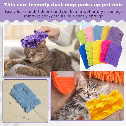 Image of Zubebe 20 Pcs Reusable Duster Refills Fleece,Vivid Color | Soft Polyester Fiber Flat Duster Refill Multi Surface Washable Cleaning Pad Tools for Home, Blinds, Car, Pet, Furniture, Fans