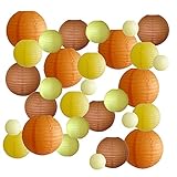 DUOLEIMI 提灯セット 30個 紙提灯 お盆 ちょうちん 5種サイズ各6個 紙 ランタン カラー 提灯 祭り 灯籠 新盆 初盆 お盆飾り パーティー イベント 飾り付け 居酒屋 誕生日 結婚式 開店 (オレンジ)