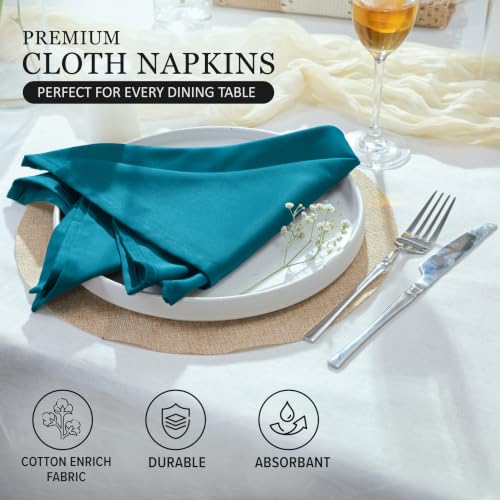 Image of Ruvanti Cloth Napkins Set of 6, Cotton Enrich 18 inchx18 inch - Teal