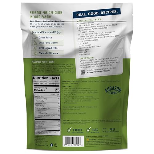 Image of Augason Farms Vegetable Medley Blend Resealable Pouch | Emergency Food Supply, Everyday Meals, 49 Servings
