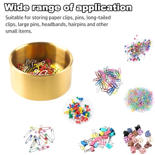 loghohu Paper Clip Holder Gold Paperclip Holders for Desk Metal Binder Clip Holder Bowls Paper Clip Dispenser Organizer for Holding Small Parts Office Accessories Space-Saving Desktop Organizer - Thumbnail 5