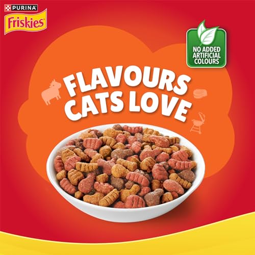 Image of Purina Friskies Meaty Grills Adult Dry Cat Food, 1 kg, Contains Chicken, Turkey, Lamb and Vegetables Flavours (Pack of 2)