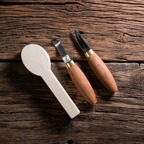 Image of FLEXCUT Wood Carving Tools |Spoon Carving Tools for Beginners and Professionals | Includes Stub Sloyd, Bevel Sloyd Hook Knife & Spoon Blank | 1095 High Carbon Steel Blade | KN70 | Made in the U.S.A.