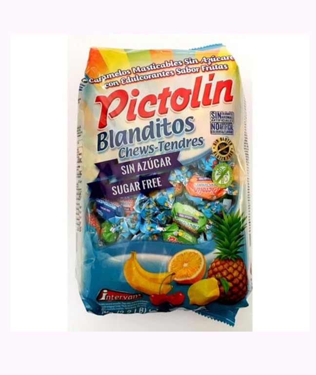 Blanditos Zuckerfreie Fruchtbonbons, Weiche Kaubonbons, Sin Azucar, 1 kg, 3er Pack