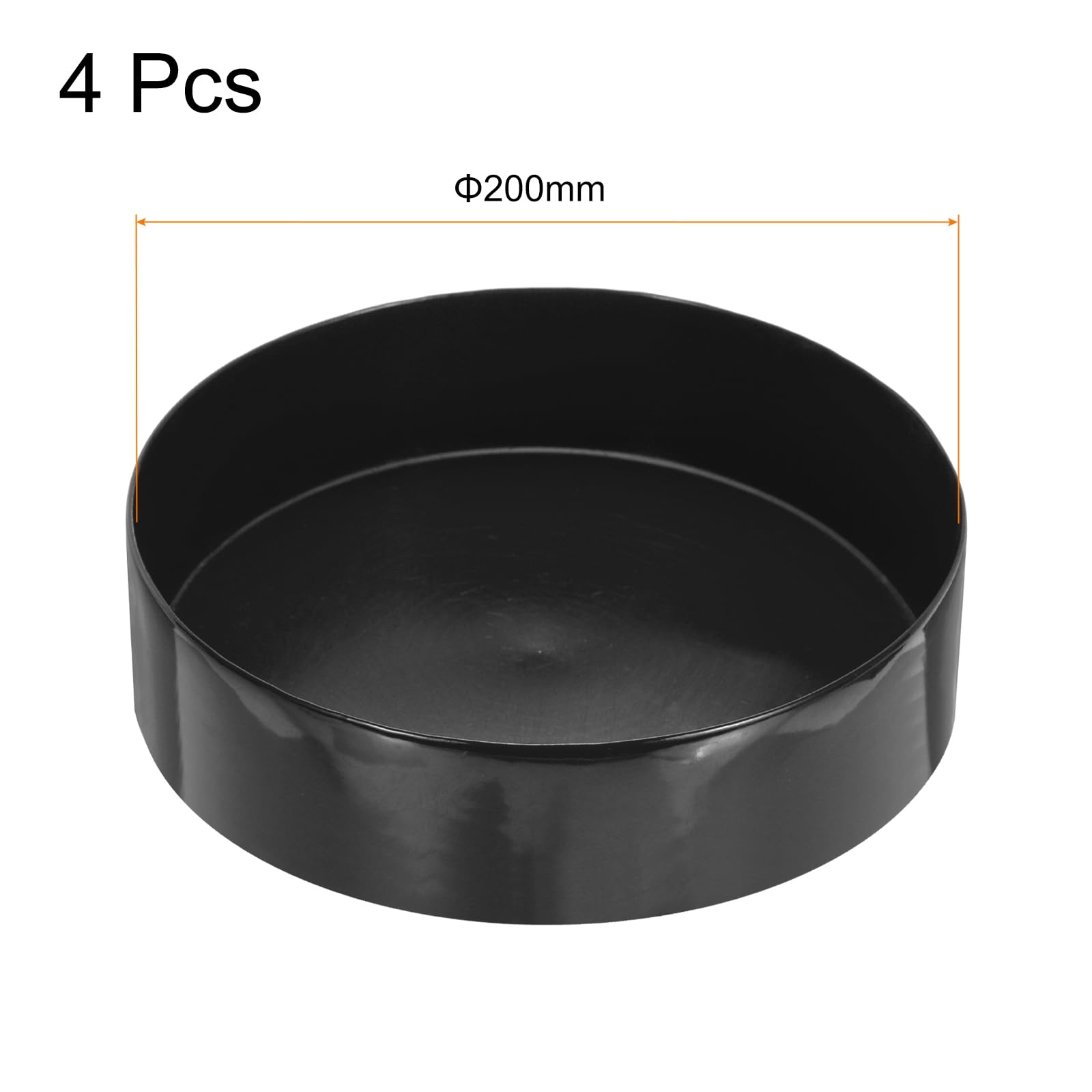 QUARKZMAN 4 gumowe zaślepki 200 mm ID x 80 mm wys. PVC nakładki ochronne nakładki ochronne na nogi krzeseł, nogi stołu, meble, śruby, pręty metalowe, rury, słupki ogrodzeniowe, czarne, 4 sztuki