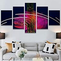 SIGNWIN 5 Panel Canvas Wall Art City Illuminations for Home Decorations Ready to Hang - 60