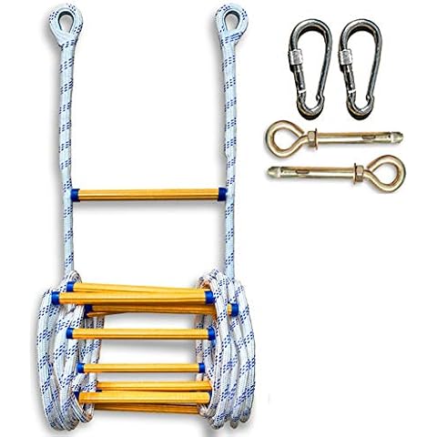 Rope Ladder,Fire Escape Rope Ladder Fireproof Rescue Ladder for Emergencies,Portable Non-slip Fire Escape Ladder Reusable with Hook and Screws,with Height Safety Perfect for Windows and Balconies Cover