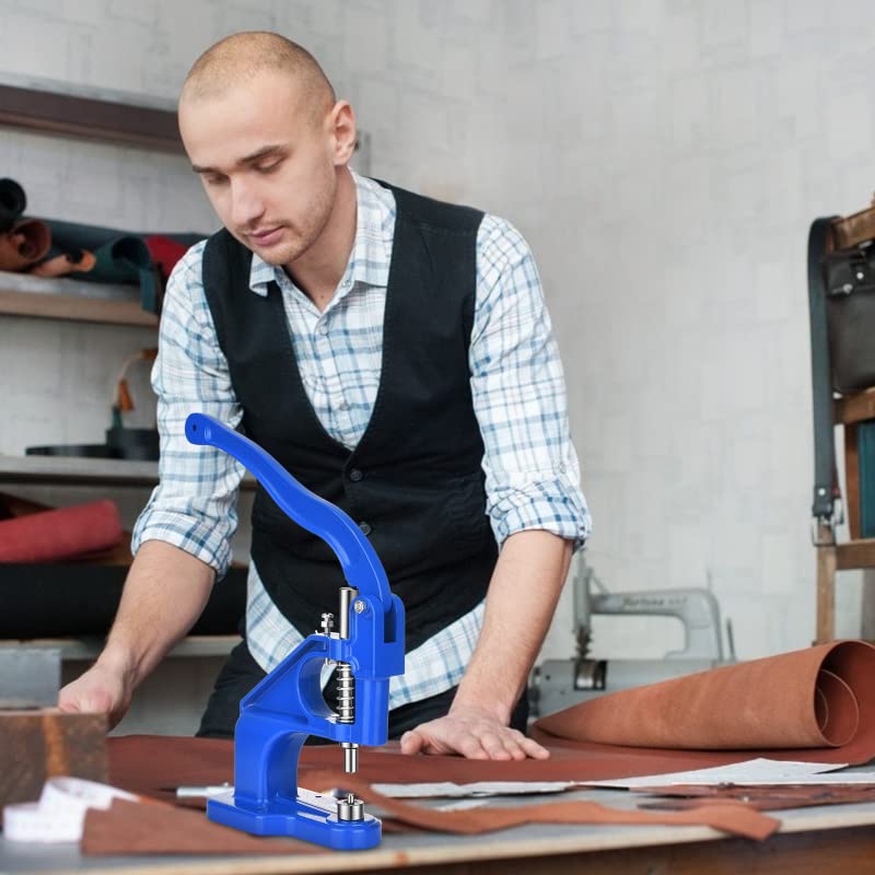 Máquina de prensado manual para ojales o remaches de doble tapa, troqueles, herramienta de molde, botones a presión, suministros artesanales hechos a mano Diy-azul
