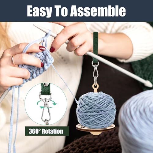 Image of Portable Wrist Yarn Holder with Leather Strap,Yarn Storage Spinner | Knitting and Crocheting Craft Tool for Crochet Travel