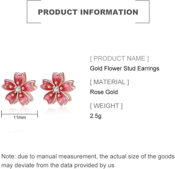 14K Rose Gold Flower Stud Earrings for Women,Dainty Rotatable Sakura Floral Earrings with Moissanite,Fashion Jewelry Gift for Her - Image 2