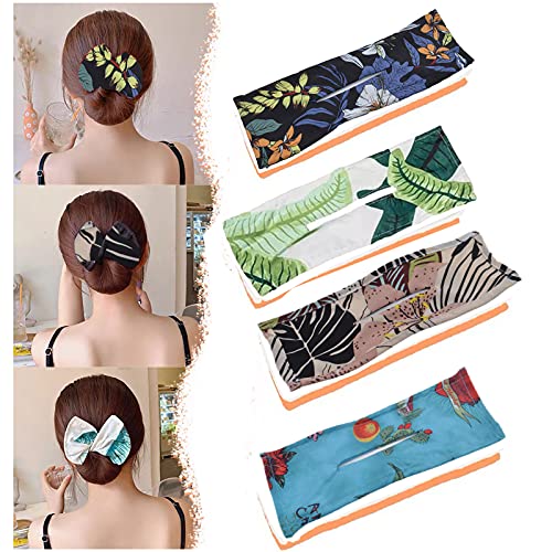 4 Pack Deft Bun for Hair, Perfect French Twist Hair Clip Bun Maker for Hair, Reusable Hair Bun Maker Magic Clip for Women, French Twist Hairstyle Donut Bun Former Maker