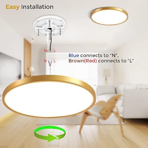 Miniatura 5 de inSharePlus Lámpara de techo LED regulable de 12 pulgadas, 24 W (equivalente a 240 W) ultrafina, luces de techo de montaje empotrado con control