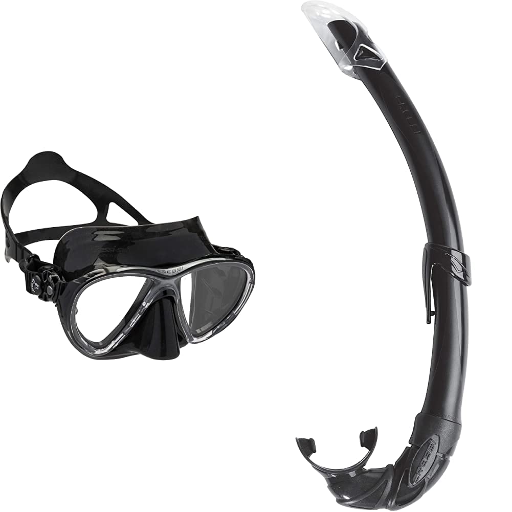 Cressi Big Eyes Evolution Silicone, Maschera Subacquea di Alta Qualita & Mexico, Tubo Snorkel per Immersioni, Apnea, Snorkeling Unisex Adulto, Nero, Unica