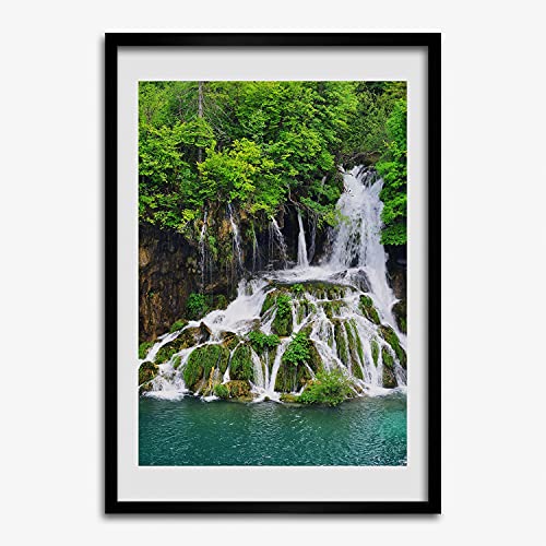 Cadre en bois 50x70 cm Tulup avec photo de chute d'eau pour salon