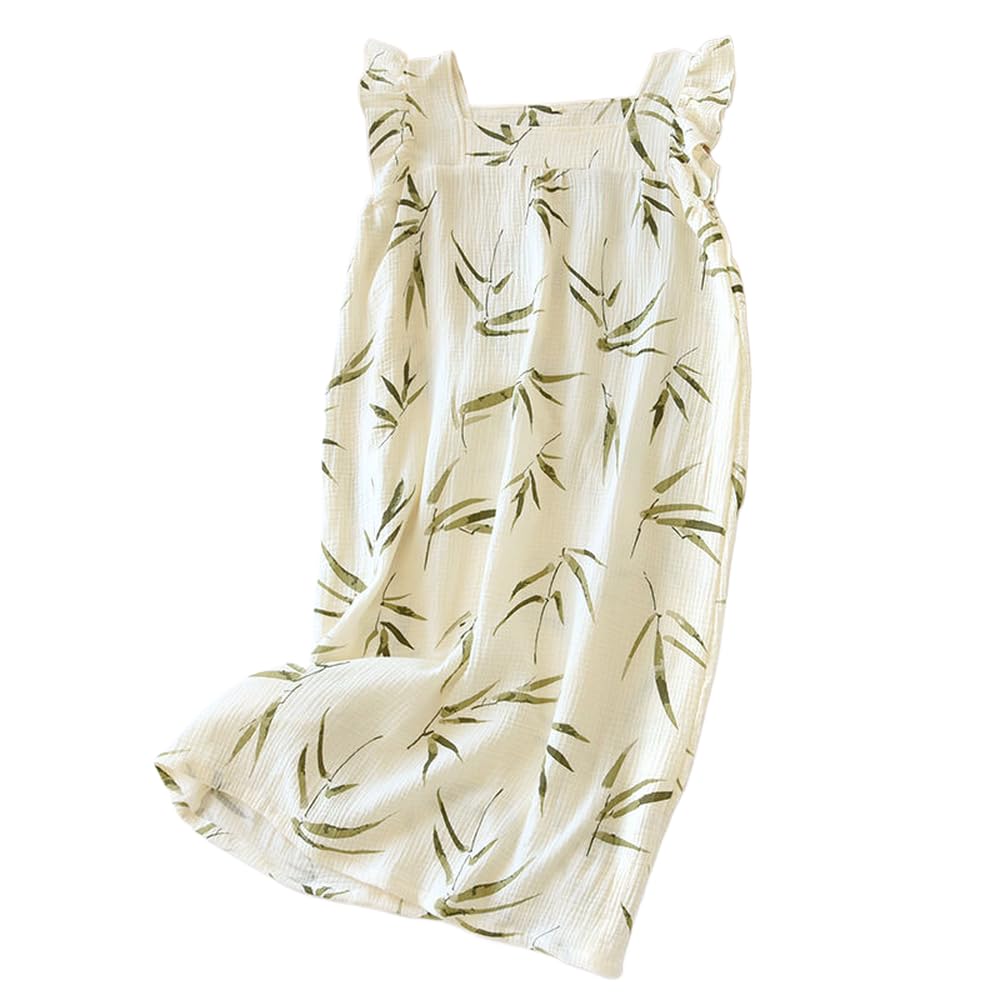 Camisón para Mujer - Falda para Dormir De Verano para Mujer, Falda con Tirantes De Crepé De Algodón, Camiseta Sin Mangas Suave Y Cómoda, Vestido para Casa para Mujer