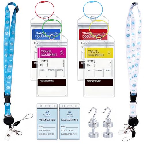 Identificação de malas de 12 peças, 6 etiquetas para bagagem 2 cordões removíveis 4 ganchos magnéticos, etiqueta mala de viagem para AIDA, pouces, MEIN SCHIFF & MSC, Travel Rssentials para bagagem