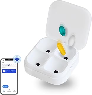 DEFI Smart Pillbox, Medium, 4 Slots, Pill Organizer, Portable, Bluetooth, Easy to use, selfcare, with Alarm, Sound & Light, Daily, Compact Medicine Holder for Vitamins, Supplements, Free Reminder app