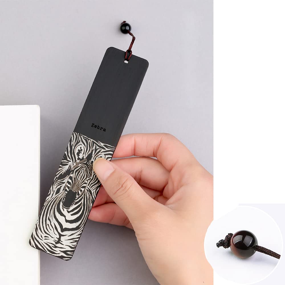 Handgefertigtes natürliches Holz Lesezeichen Zebra & Leopard Lesezeichen einzigartige Vintage -Stil Lesen Seiten Marker Lesezeichen 2pcs