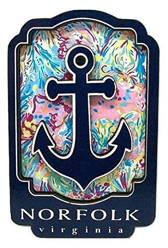 Imán decorativo Norfolk Virginia con ancla de madera