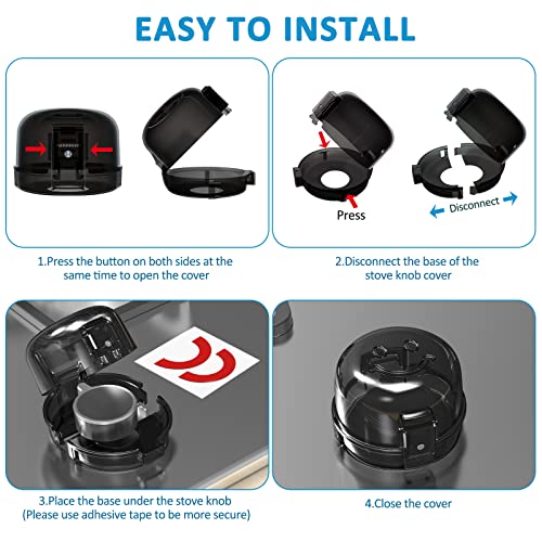 image for Stove Knob Covers for Child Safety - 5 Pack Babepai Upgraded Double-Ke