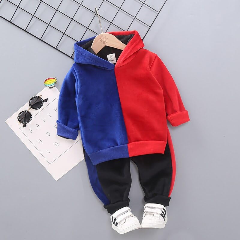 Image of Bold N Elegant Unisex Kids Velvet Fleece Solid Happy Hamster Bear Cartoon Warm Velvet Pullover Sweatshirt Hoodie Tshirt and Pyjama Pant Winter Clothing Set
