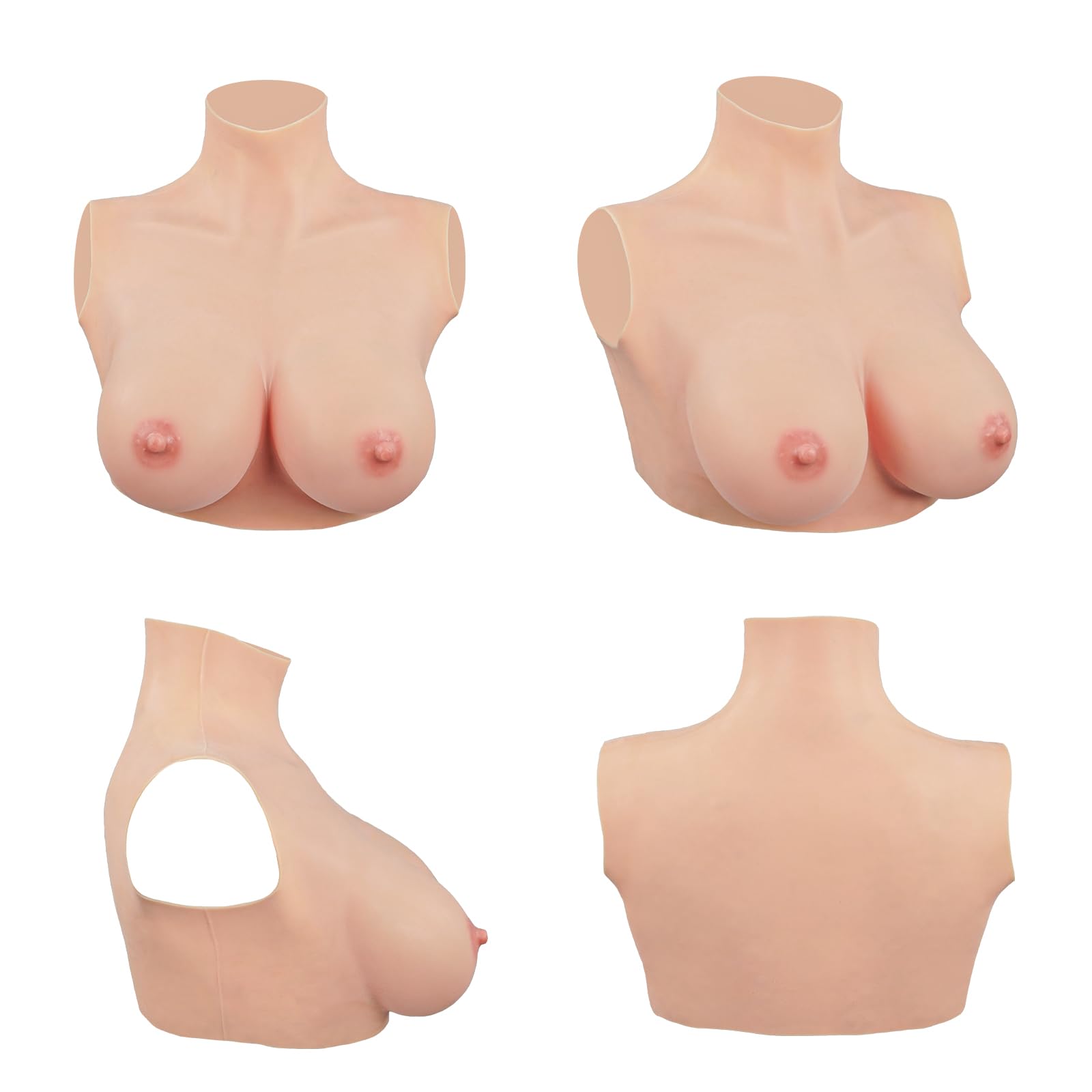 Silikon Brüste Silikonbrüste Crossdresser Brüste Künstliche Brüste Fake Brüste B-I Cup Cosplay Crossdresser(Elfenbeinweiß,Plusgröße B Cup-Silikon)