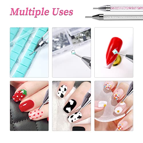 Sularpek Nail Rhinestone Picker, 2 Pieces Dual-End Rhinestones Pickup Tool, Wax Pencil For Rhinestones, For Nail Gems Stones Crystals Diy Nail Art Crafts(White, Pink) #TOP4