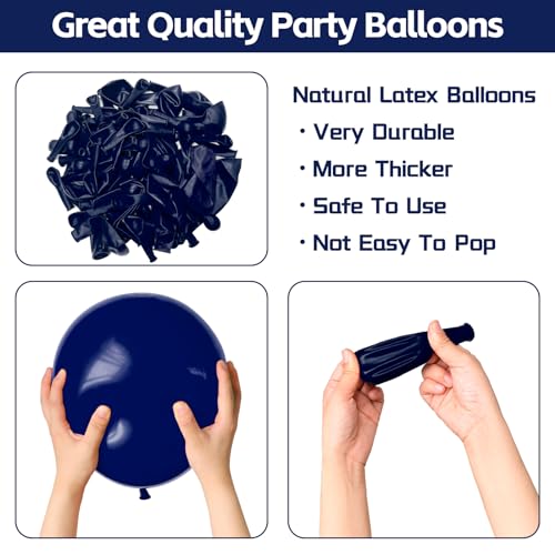 Image of Navy Blue Balloons 100 Pack 12 inch Round Helium Navy Balloons for Graduation Birthday Party Backdrop Decorations