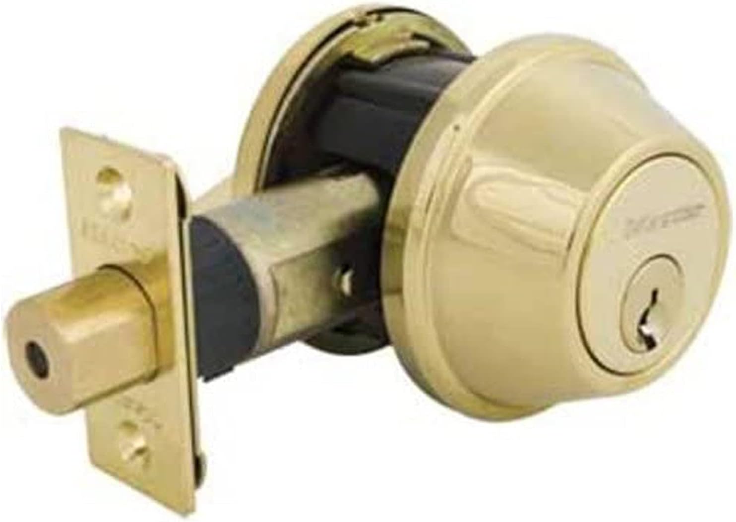 Master Lock DSNRN0603PBOX Nightwatch Deadbolt with Bump Stop Cylinder, Bright Brass